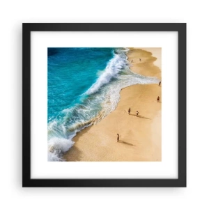 Poster in een zwarte lijst - En dan de zon, het strand… - 30x30 cm