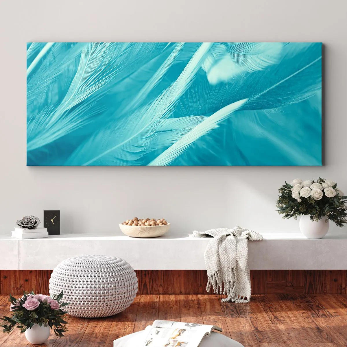 Schilderen op canvas - Verdrinken in pluisjes - 90x30 cm