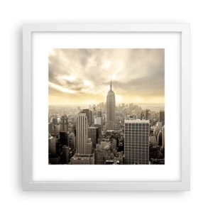 Poster in een witte lijst - New York geweven van grijs - 30x30 cm