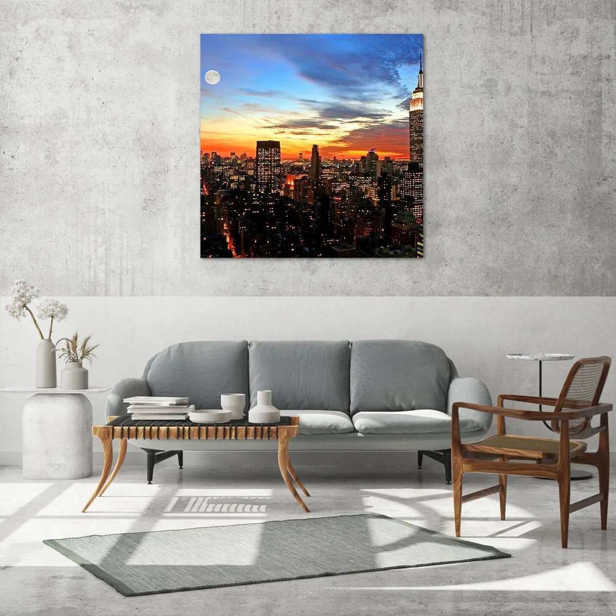 Schilderen op glas - Een stralende Amerikaanse nacht - 60x60 cm