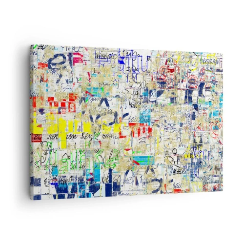 Schilderen op canvas - Abstracte graffiti met kleurrijke inscripties en patronen - 70x50cm - Het is gewoon een lust voor het oog - Moderne wanddecoratie voor woonkamer en slaapkamer ARTTOR