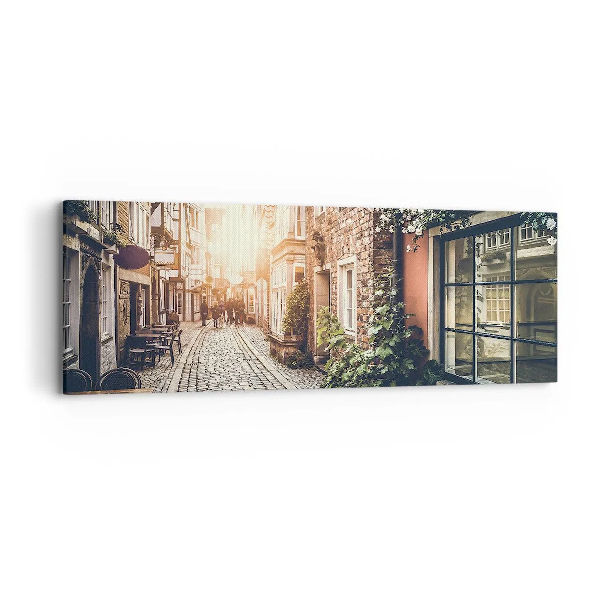 Schilderen op canvas - Rozensteeg in roze gloed - 90x30 cm