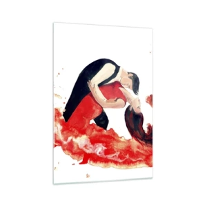 Schilderen op glas - Tango - een sensuele golf - 70x100 cm