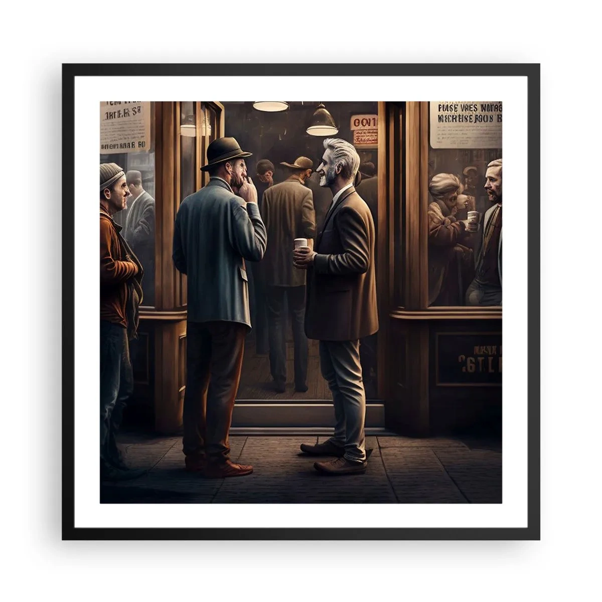 Poster in een zwarte lijst - Een goed moment van de dag - 60x60 cm