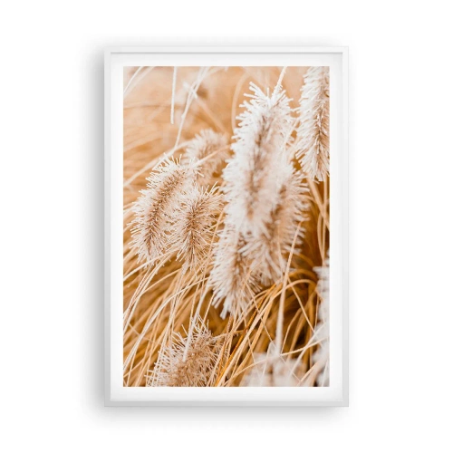 Poster in een witte lijst - Het gouden geritsel van het gras - 61x91 cm