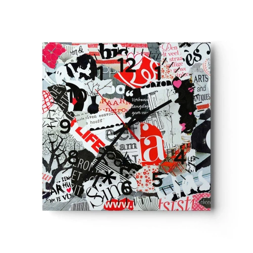 Wandklok - Klok - Hipster-collage - 40x40 cm