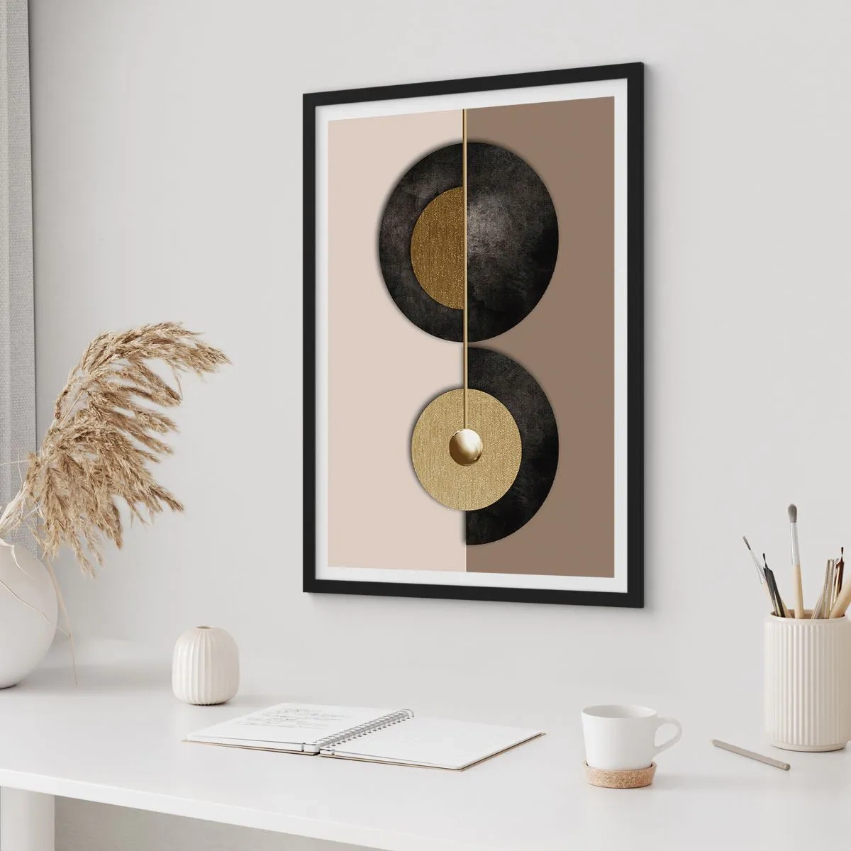 Poster in een zwarte lijst - Variaties rond de cirkel - 61x91 cm