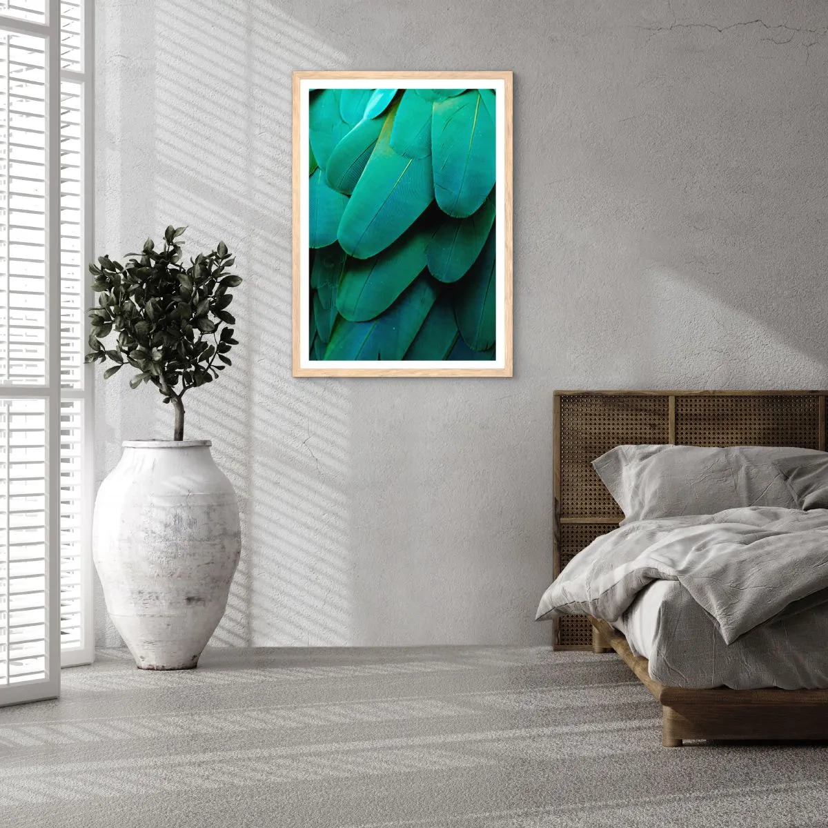 Een poster in een licht eiken lijst - Papegaaiachtige precisie - 30x40 cm