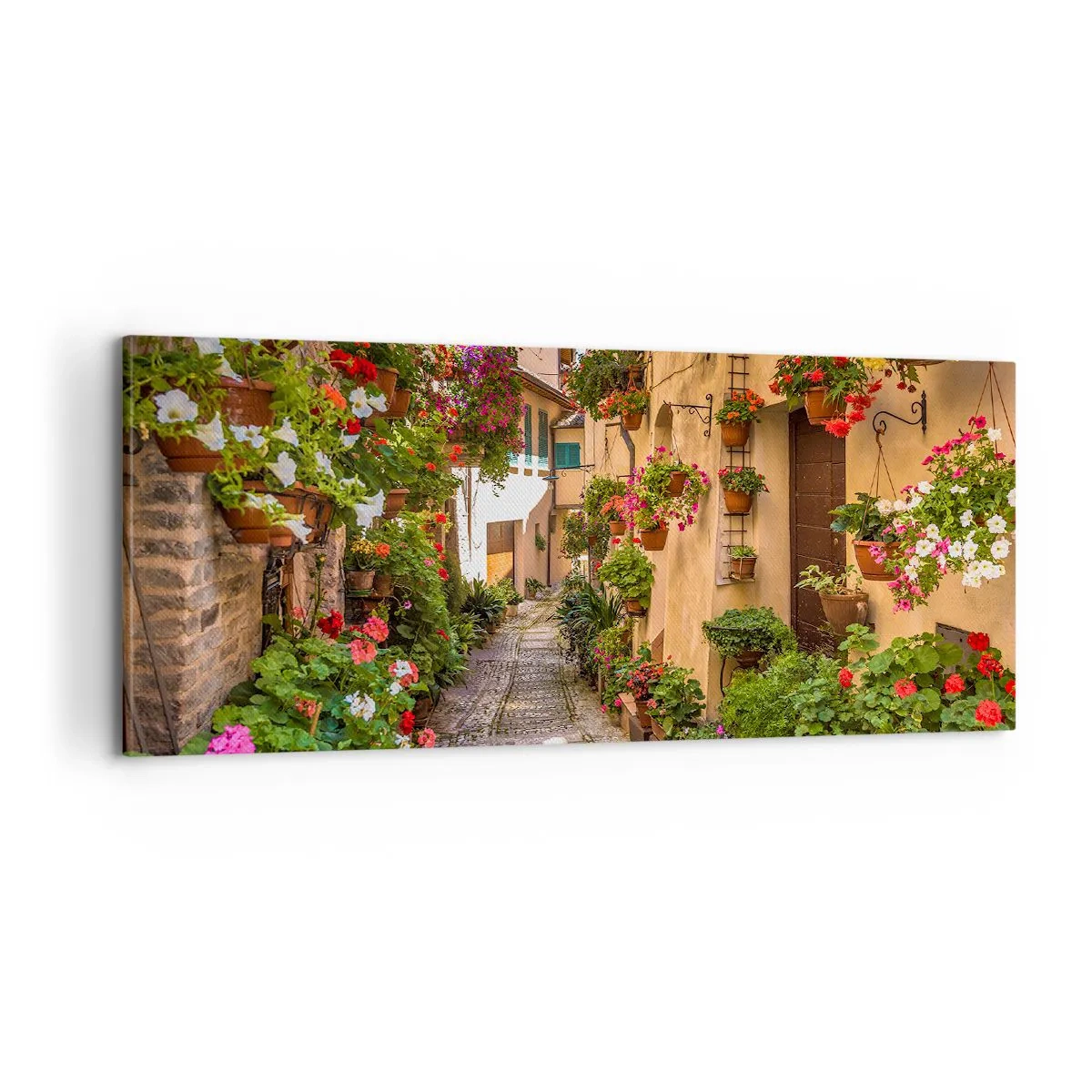 Schilderen op canvas - Italiaans zijstraatje - 100x40 cm