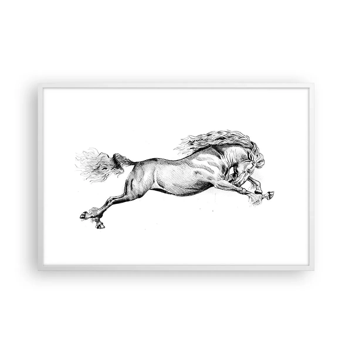 Poster in een witte lijst - Vastgehouden in galop - 91x61 cm