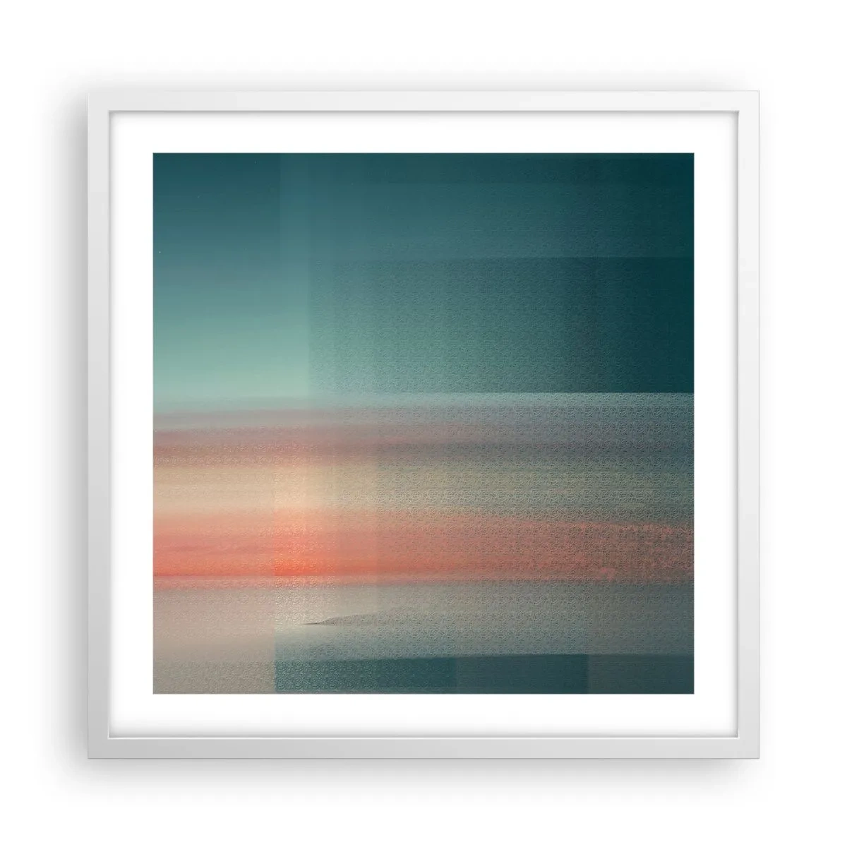 Poster in een witte lijst - Abstractie: golven van licht - 50x50 cm