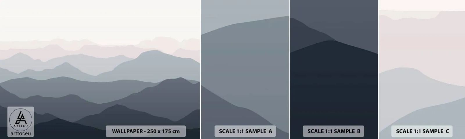 Fotobehang Monster Zelfklevend Deluxe Sticker - Golven van de bergen - Abstractie, Grafisch, Bergen - 100x30 cm