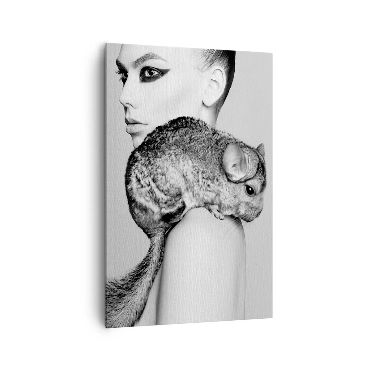 Schilderen op canvas - Dame met een chinchilla - 80x120 cm
