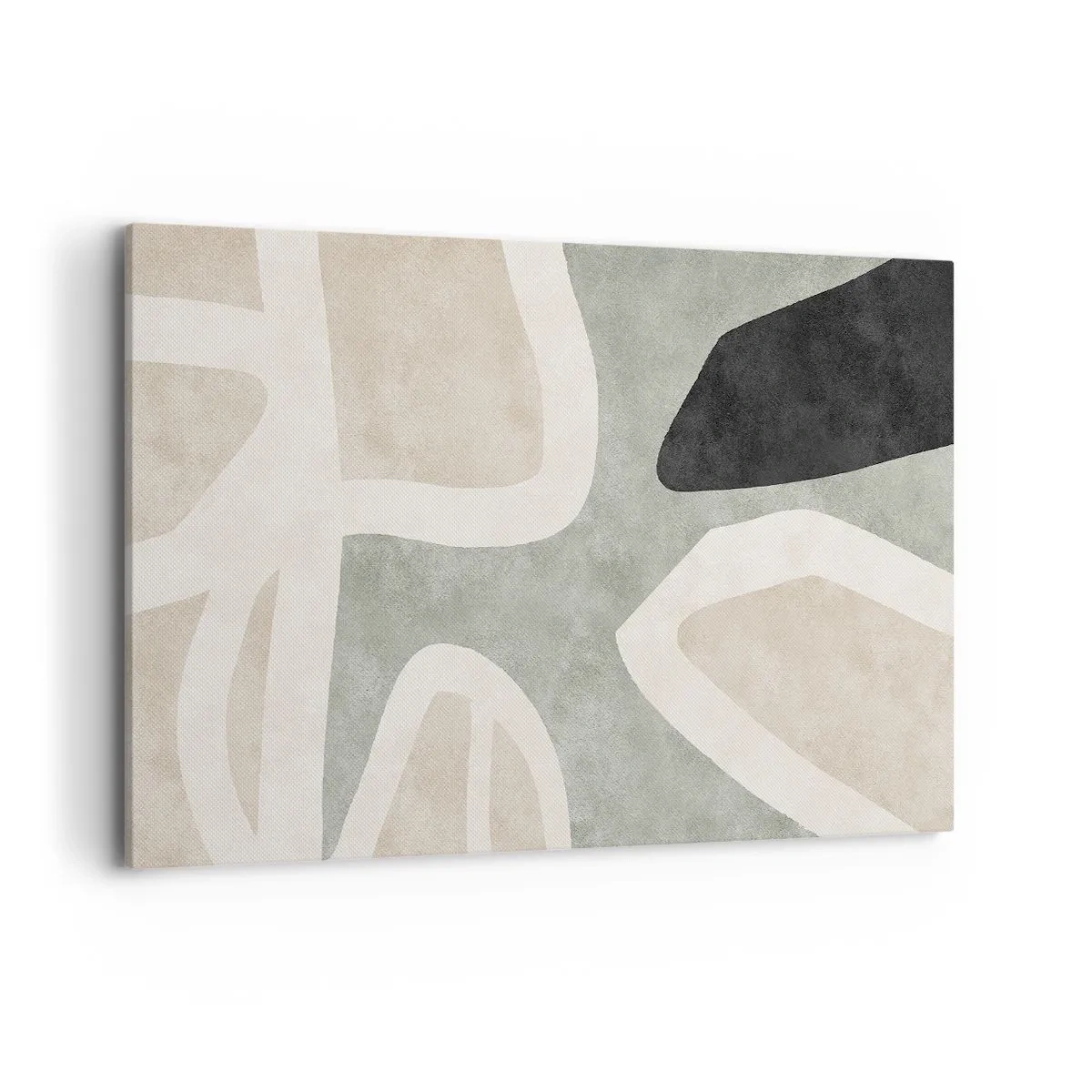 Schilderen op canvas - Compositie met een zwart motief - 100x70 cm