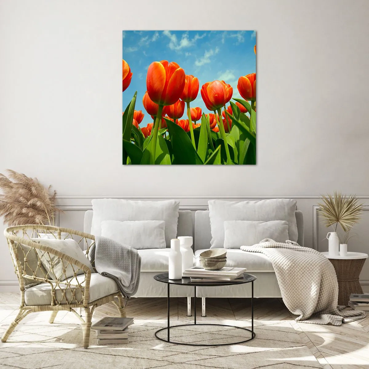 Schilderen op glas - Afgezien van de blauwe lucht hebben ze niets nodig in hun leven - 70x70 cm