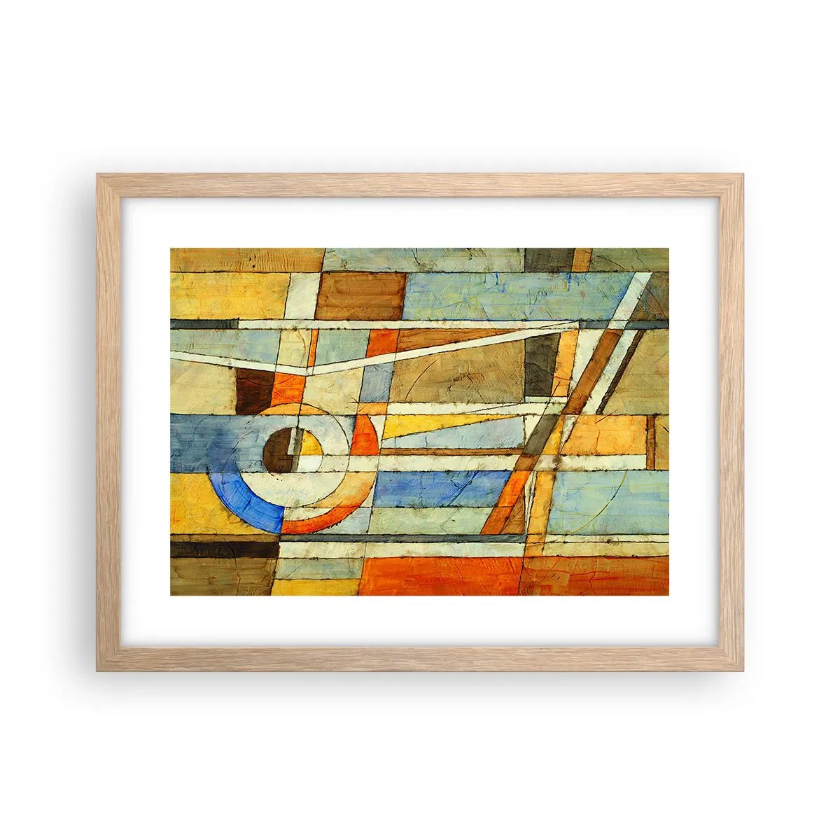 Een poster in een licht eiken lijst - Kubisme op de bouwplaats - 40x30 cm
