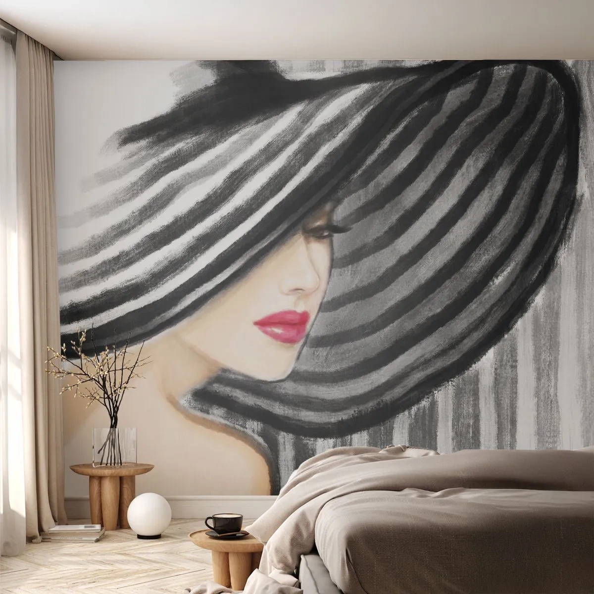 Fotobehang Premium Canvas - Waar moet je zoeken? - Vrouw, Het gezicht van de vrouw, Portret van een vrouw - 300x210 cm