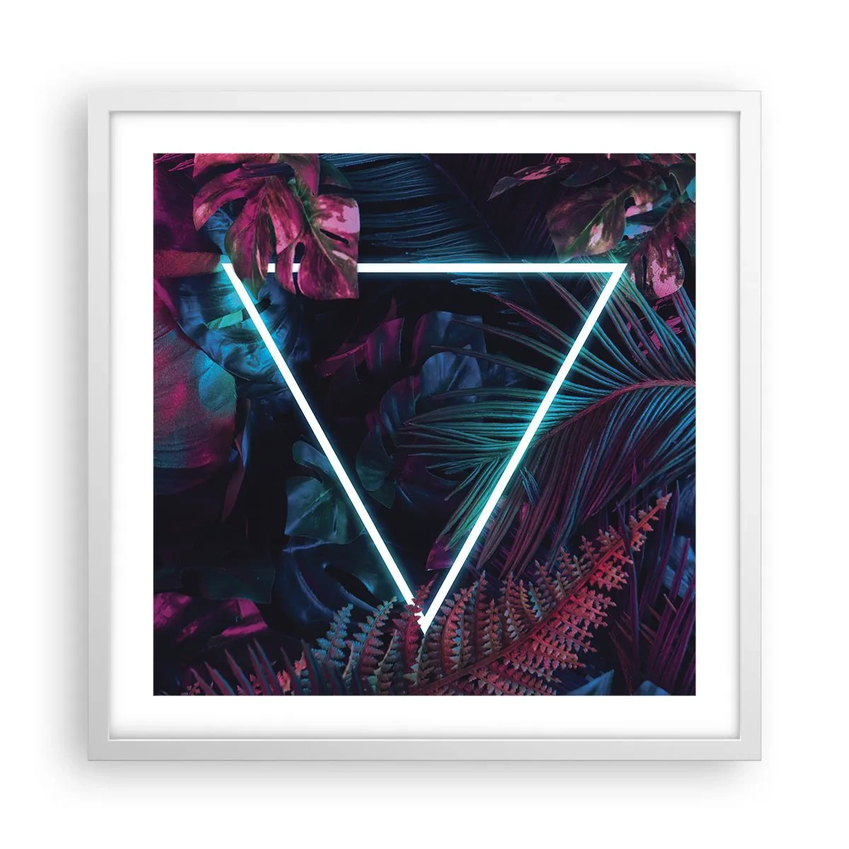 Poster in een witte lijst - Disco-achtige tuin - 50x50 cm