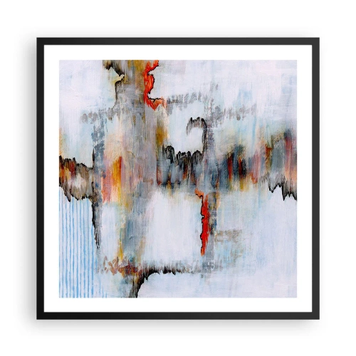 Poster in een zwarte lijst - Een stok op het water - 60x60 cm