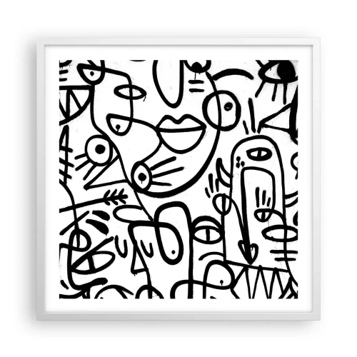 Poster in een witte lijst - Gezichten en luchtspiegelingen - 60x60 cm