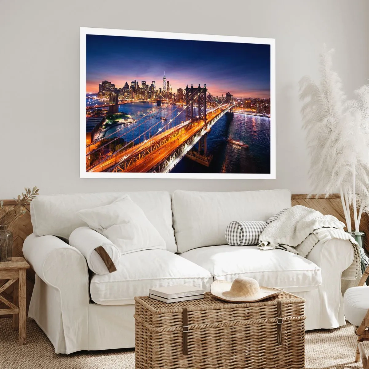 Poster - Een stralende brug naar het hart van de stad - 91x61 cm