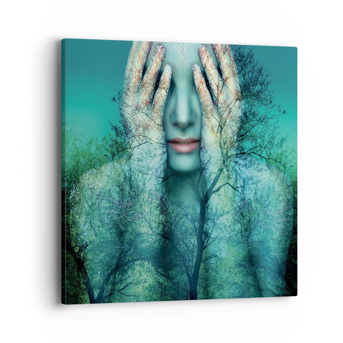 Schilderen op canvas - Ondergedompeld in blauw - 40x40 cm