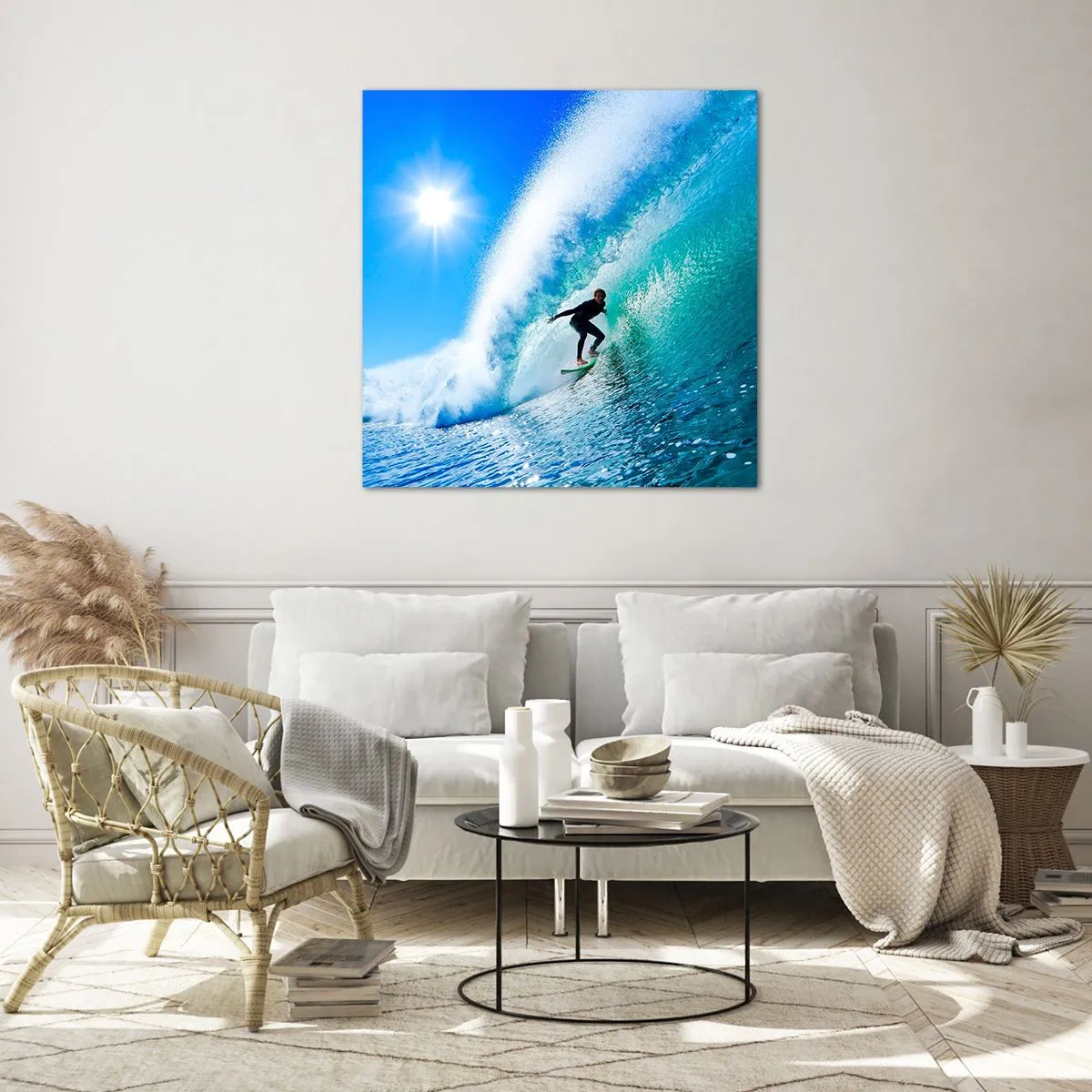 Schilderen op glas - Door het grote blauw - 60x60 cm