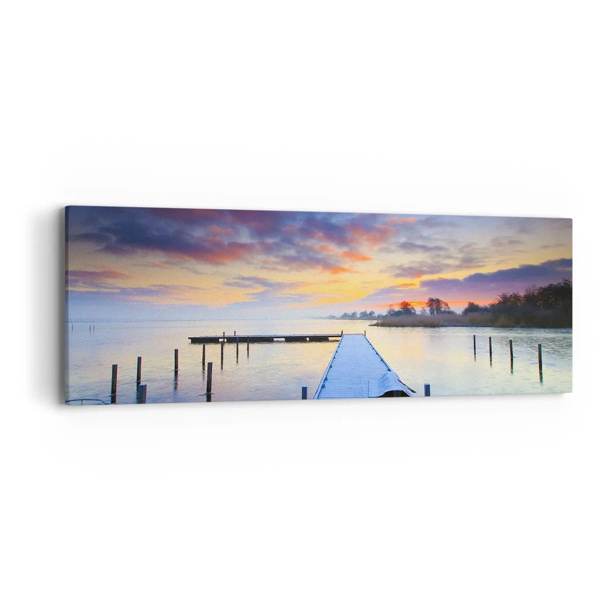 Schilderen op canvas - Violet-gouden kalmte - 90x30 cm