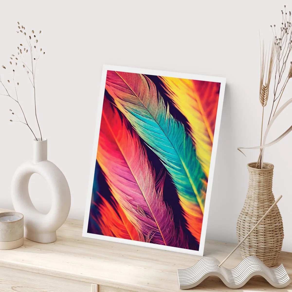 Poster - Gevederde regenboog - 70x100 cm