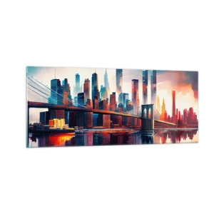 Schilderen op glas - Een droomachtig New York - 100x40 cm