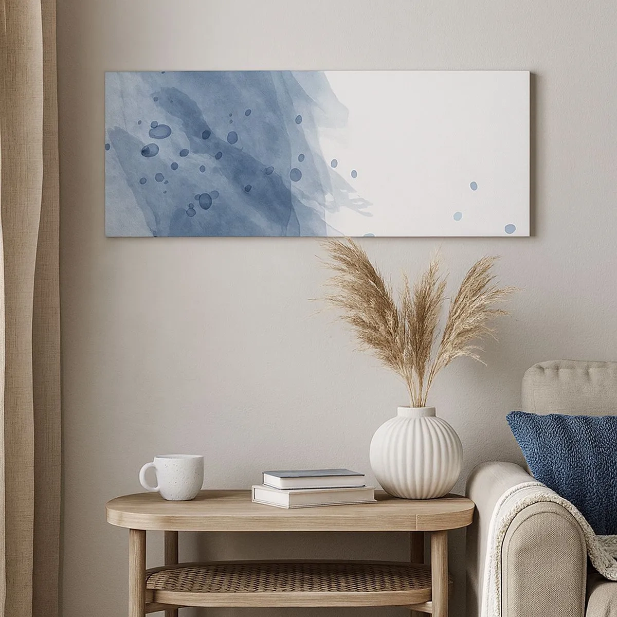 Schilderen op canvas - Blauwe tule - 100x40 cm
