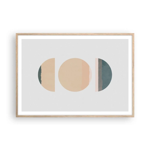 Een poster in een licht eiken lijst - Een Wiel achter een andere - 100x70 cm