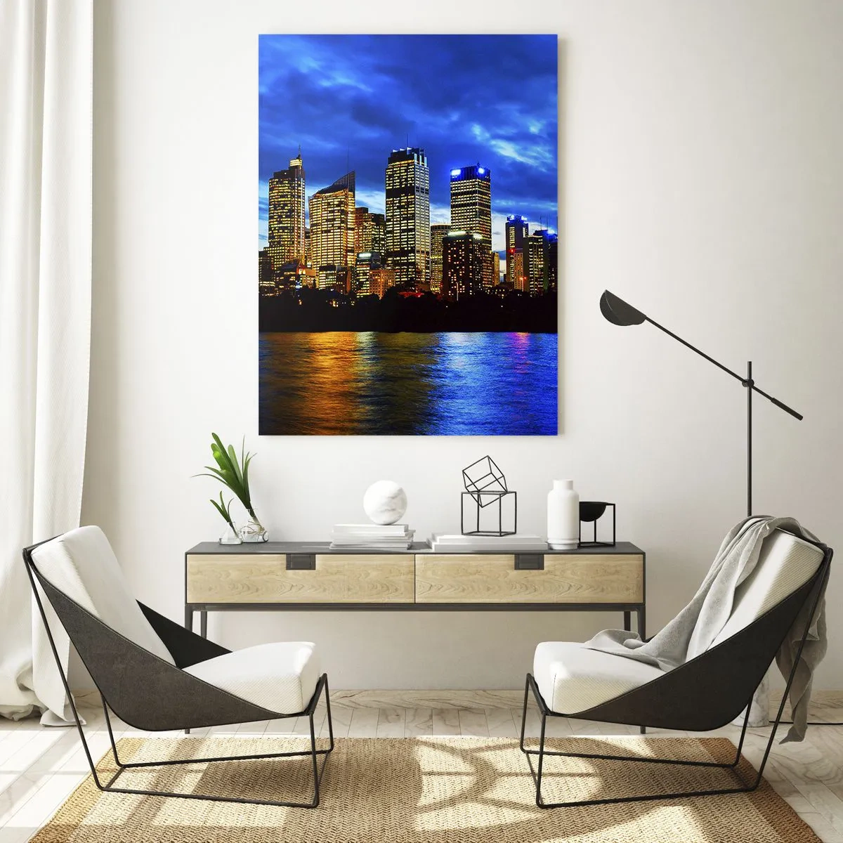 Schilderen op glas - Een nacht van licht en kleuren - 50x70 cm