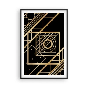 Poster in een zwarte lijst - Gouden geometrie - 61x91 cm