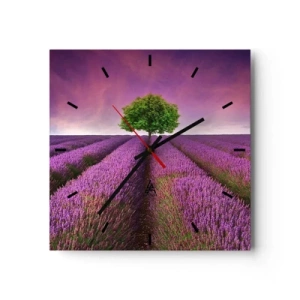 Wandklok - Klok - Op lavendelvelden - 40x40 cm