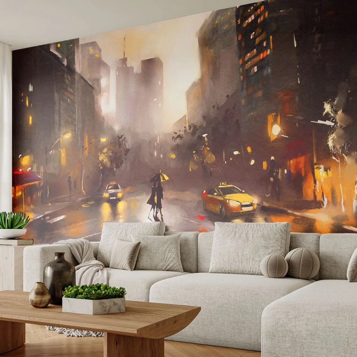 Fotobehang Premium Canvas - In de lichten van New York - New York, Manhattan, Architectuur - 300x210 cm
