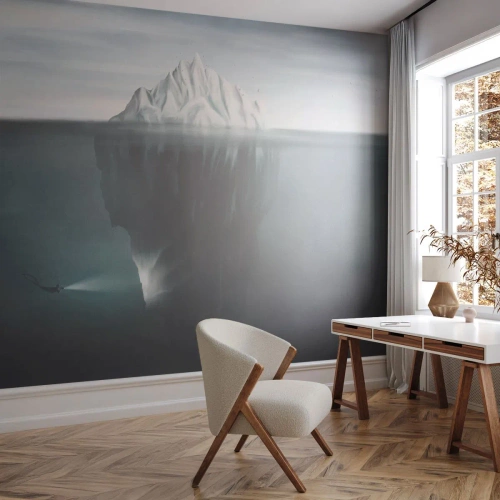Fotobehang Premium Sand - Onderwater mysterie - Ijsberg, Gletsjer, Duiker - 150x105 cm
