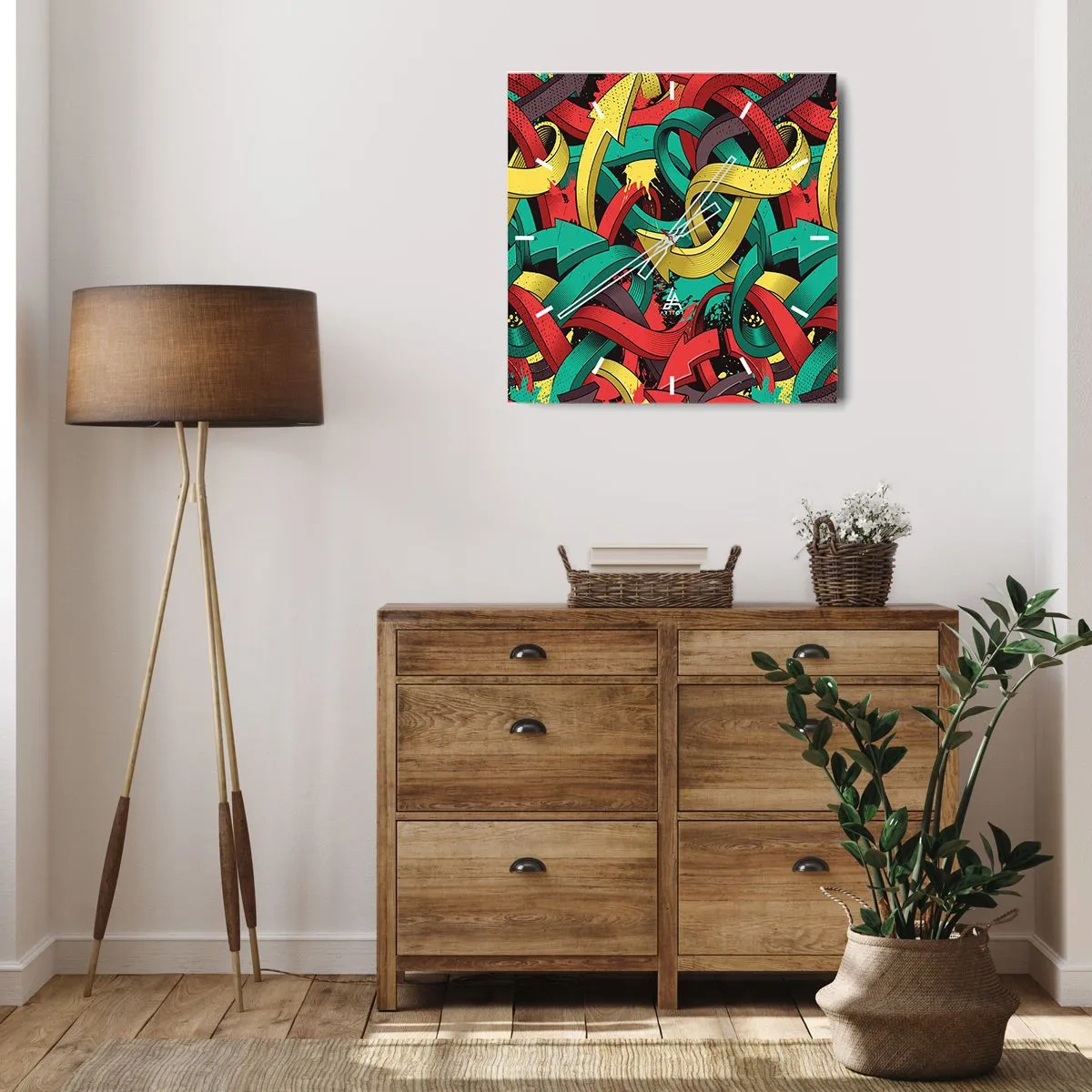 Wandklok - Klok - Welke weg naar het doel? - 30x30 cm