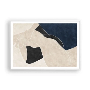 Poster in een witte lijst - Abstracte compositie – kleurcontrast - 100x70 cm