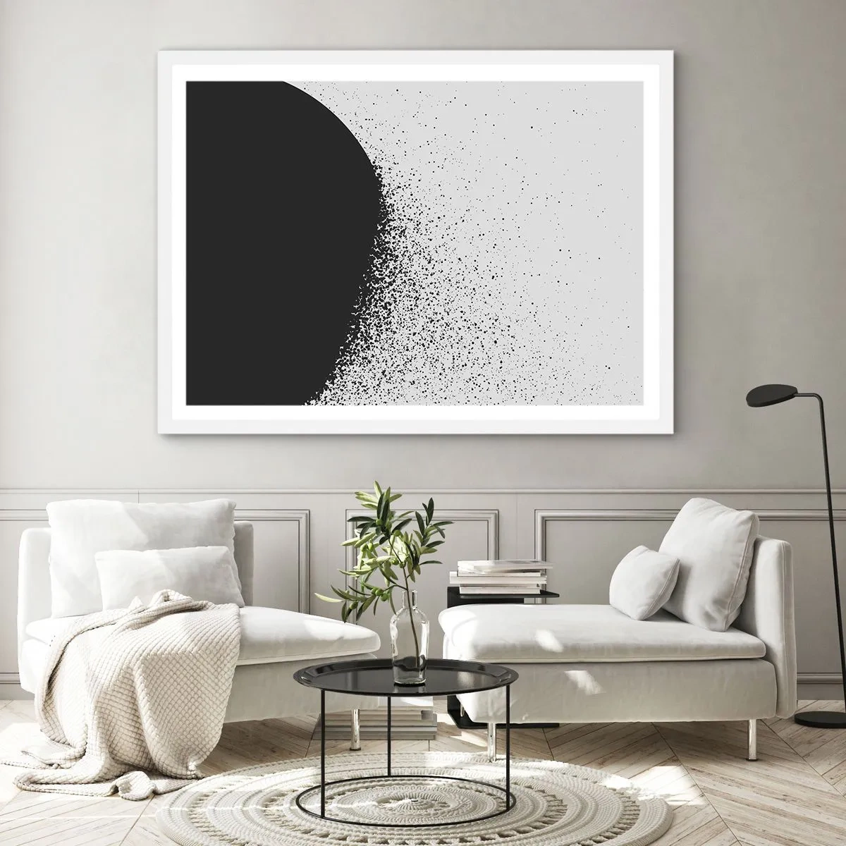 Poster in een witte lijst - Beweging van moleculen - 40x30 cm