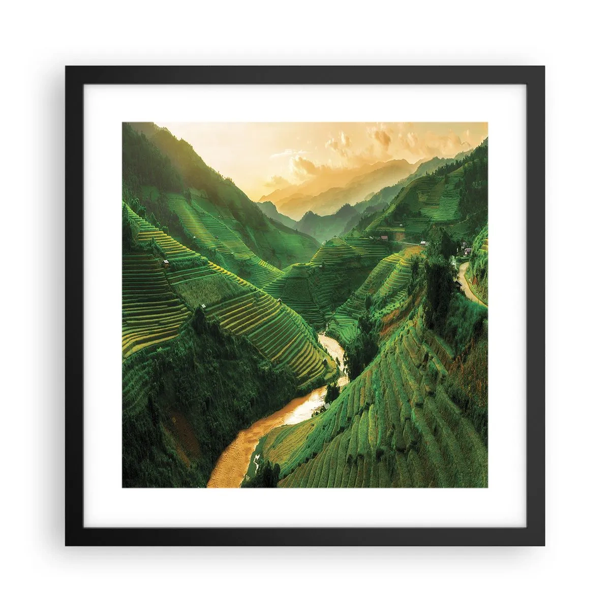 Poster in een zwarte lijst - Vietnamese vallei - 40x40 cm