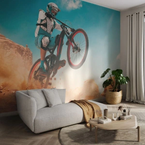 Fotobehang Premium Sand - Fiets waanzin demon - Fiets, Snelheid, Sportcompetities - 500x350 cm