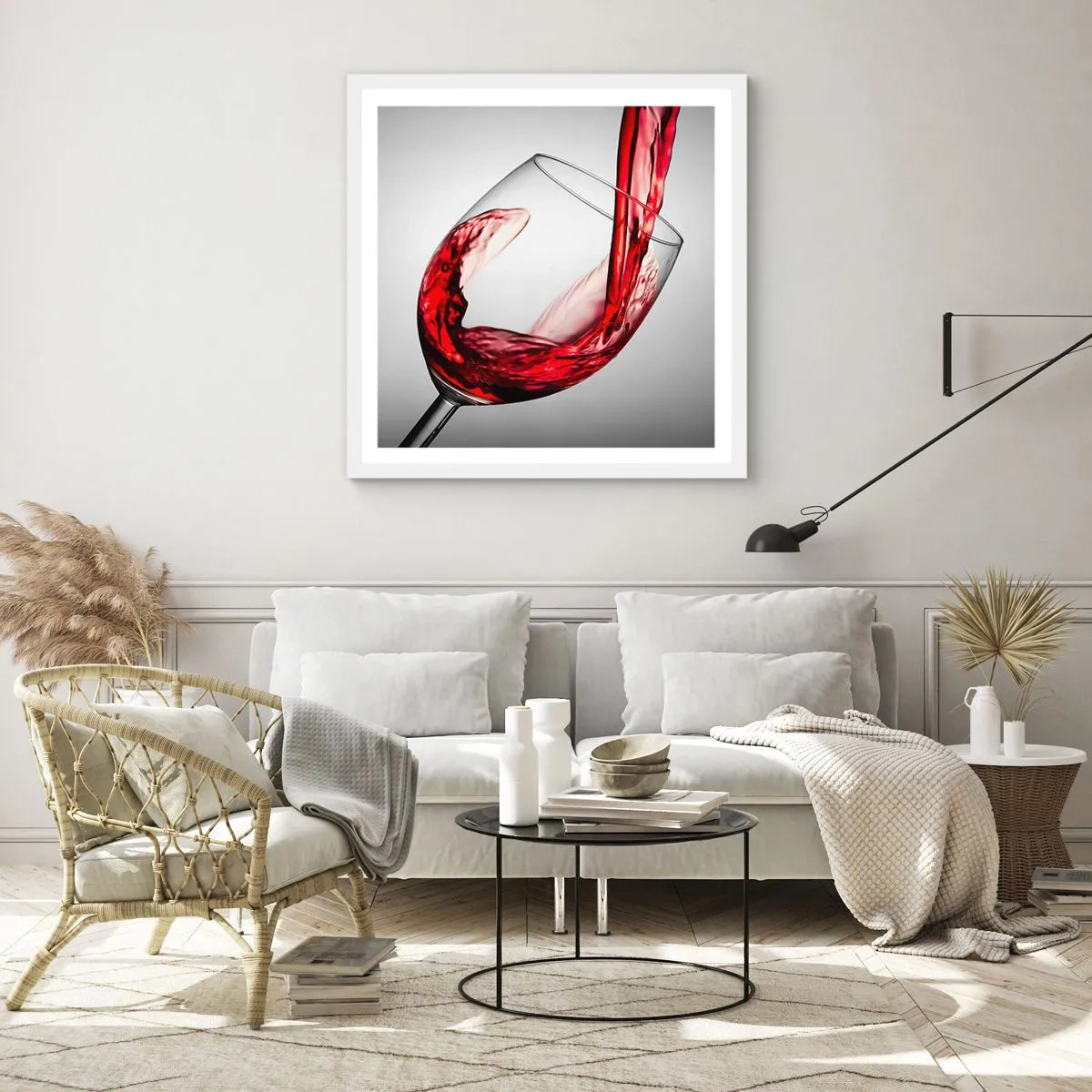 Poster in een witte lijst - Kleur - beweging - geluid - 60x60 cm