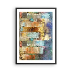 Poster in een zwarte lijst - Aquarel pijlstaartrog in blauwtinten op een lichte achtergrond - 50x70cm - Een zonnige metropool - Moderne wanddecoratie voor woonkamer en slaapkamer ARTTOR