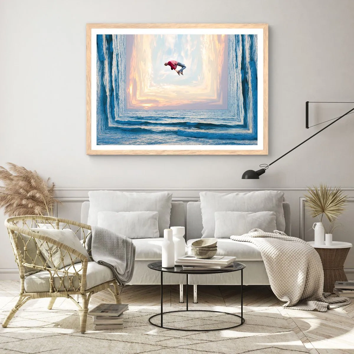 Een poster in een licht eiken lijst - Naar een andere dimensie - 91x61 cm