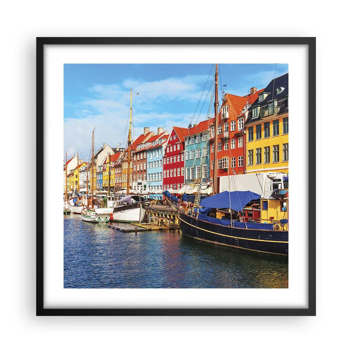 Poster in een zwarte lijst - Vrolijke werf - 50x50 cm