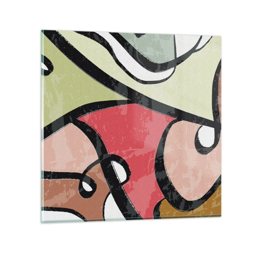 Schilderen op glas - Pirouettes tussen kleuren - 30x30 cm