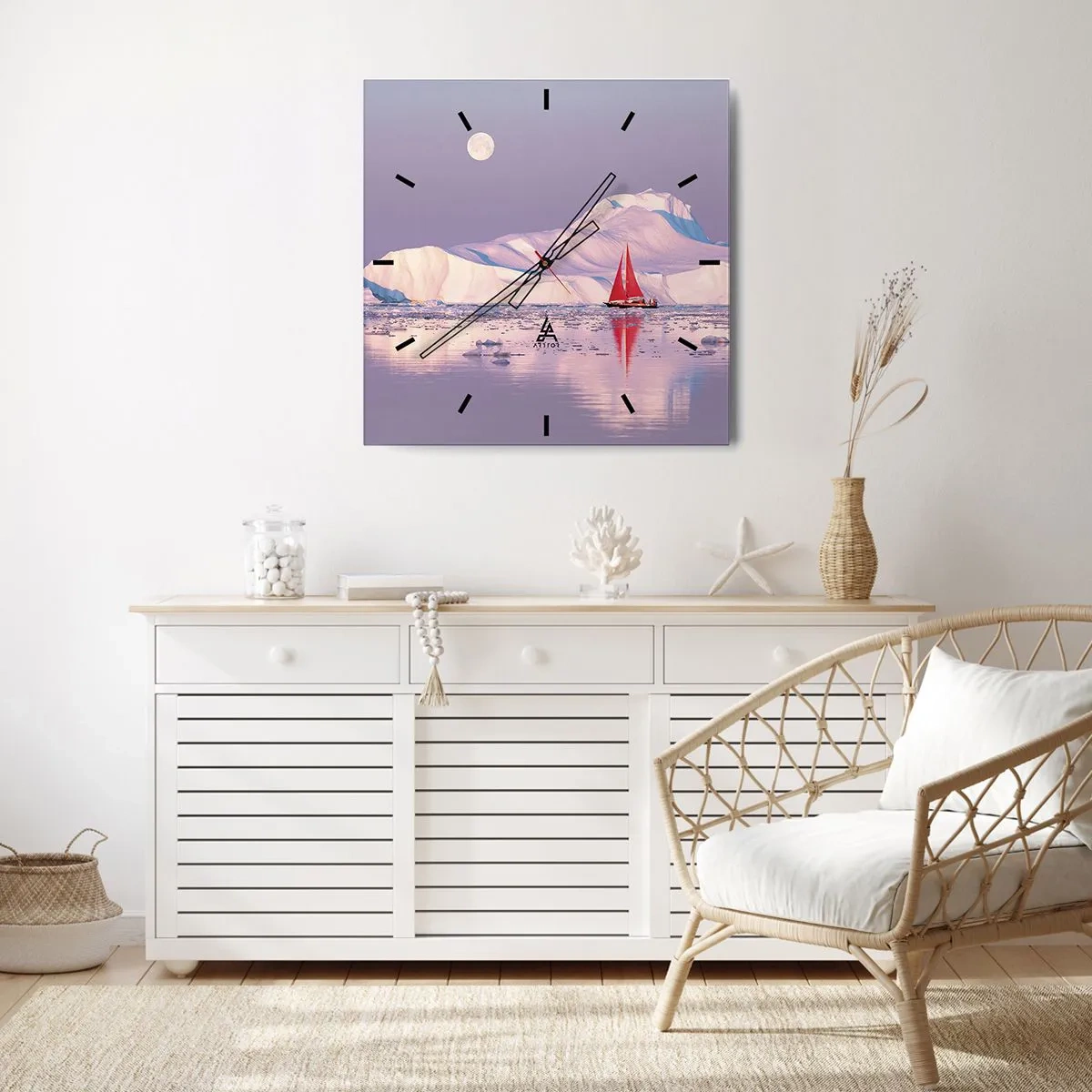 Wandklok - Klok - De hitte van het zeil, de kilte van het ijs - 40x40 cm