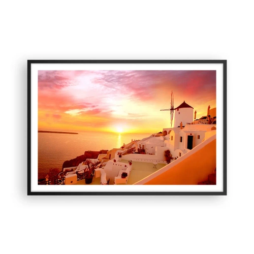 Poster in een zwarte lijst - Spreiden in wit en goud  - 91x61 cm