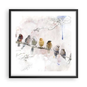 Poster in een zwarte lijst - Gevleugelde ontmoeting - 50x50 cm
